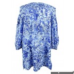 LAUREN RALPH LAUREN Women's Playa Floral Smocked Off The Shoulder Tunic Cover-Up Blue B079KSSJP5